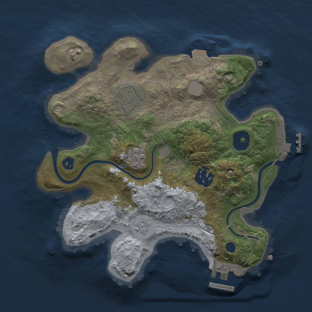 Rust Map: Procedural Map, Size: 2500, Seed: 227924530, 7 Monuments