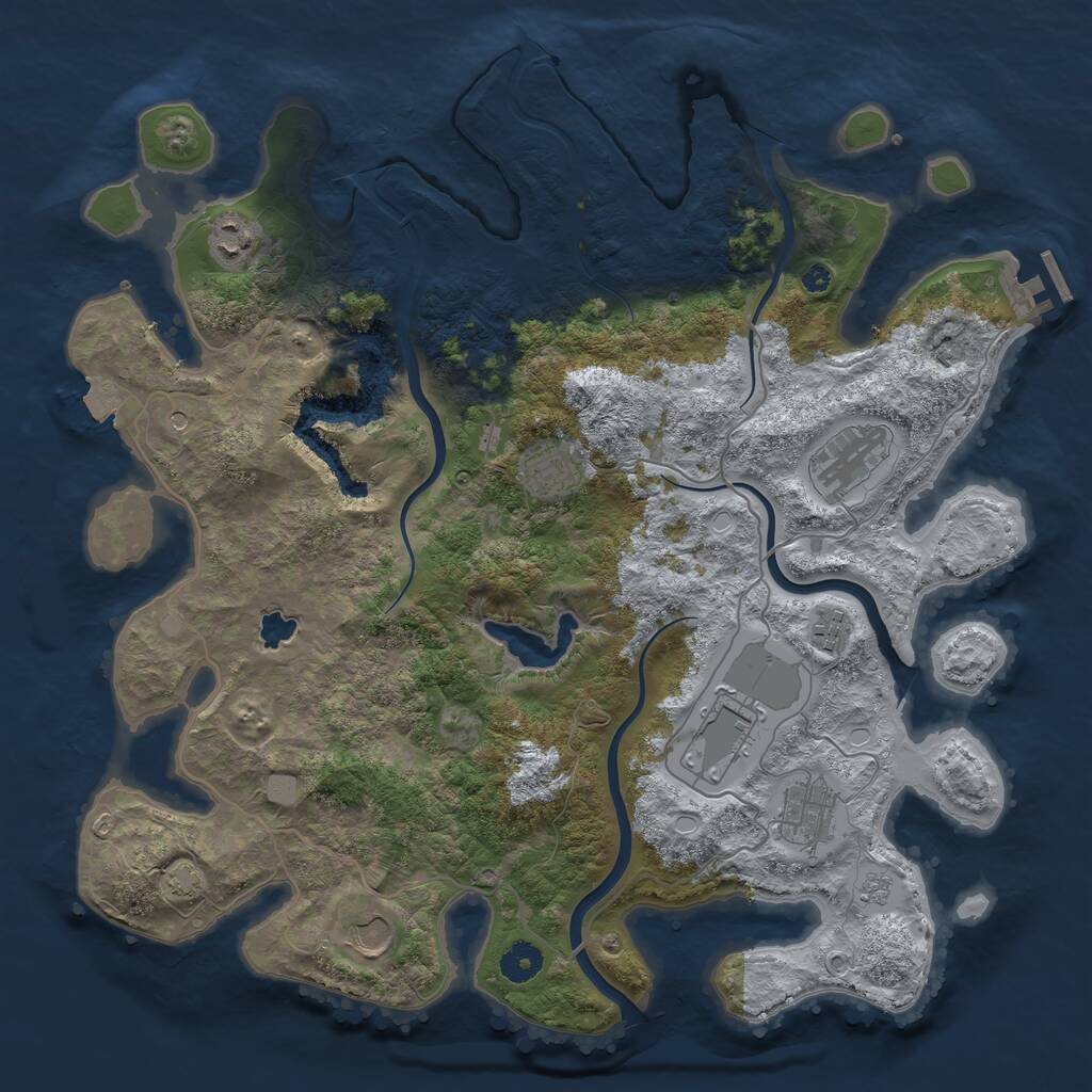 Rust Map: Procedural Map, Size: 4000, Seed: 133999999, 12 Monuments