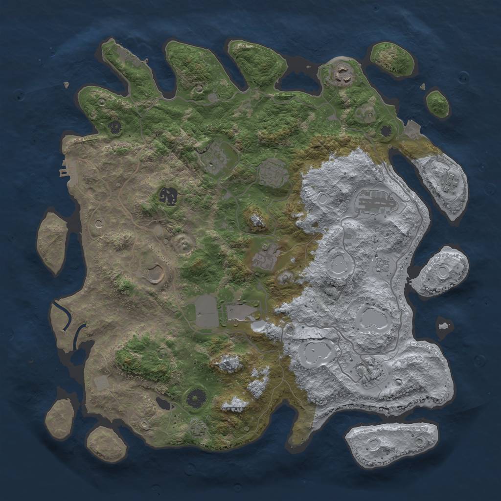 Rust Map: Procedural Map, Size: 4000, Seed: 108032023, 18 Monuments