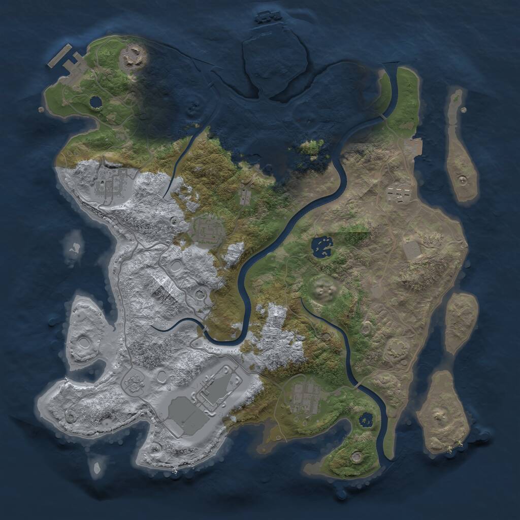 Rust Map: Procedural Map, Size: 3500, Seed: 842622820, 14 Monuments