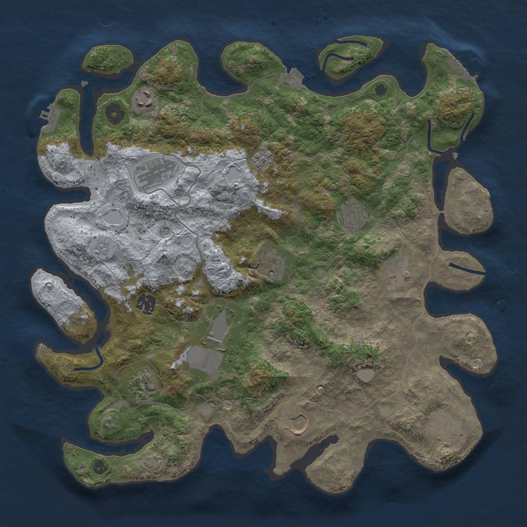 Rust Map: Procedural Map, Size: 4000, Seed: 1780323409, 19 Monuments