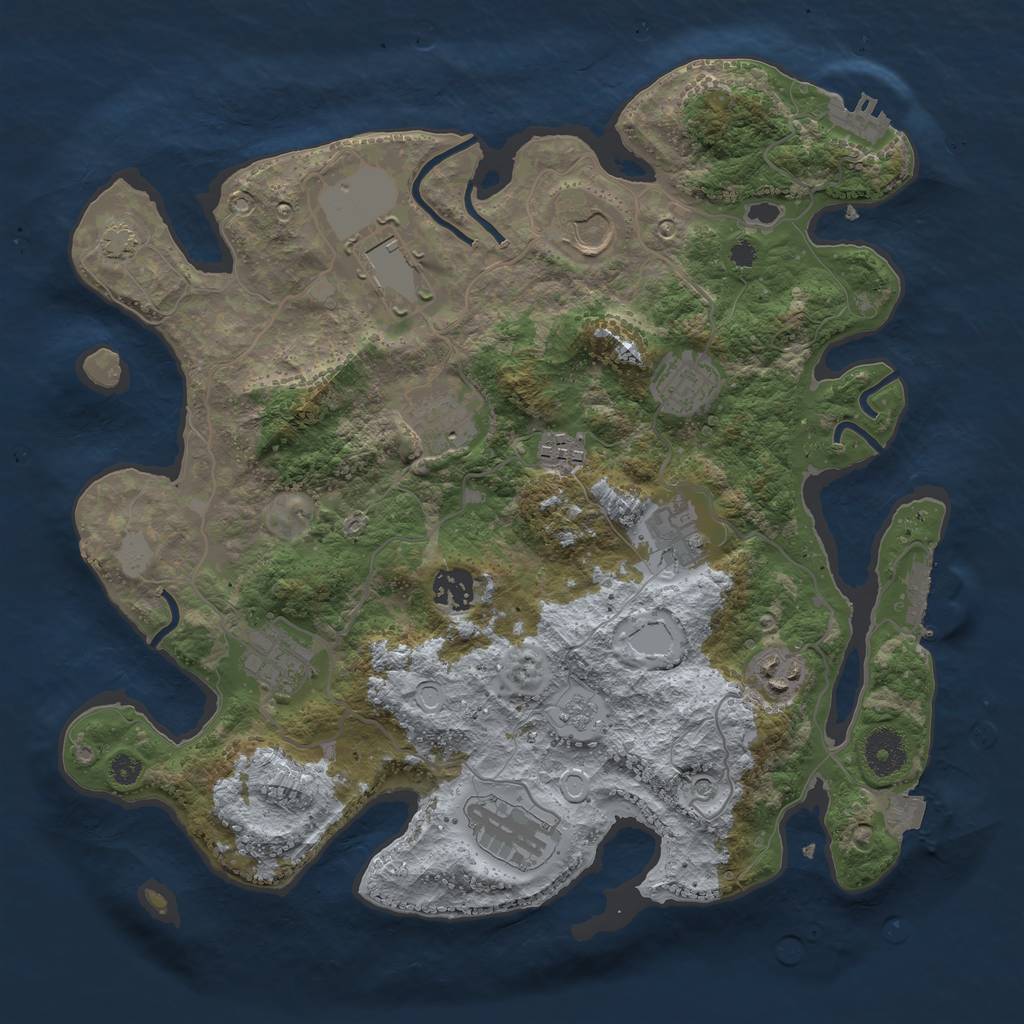 Rust Map: Procedural Map, Size: 3550, Seed: 26187647, 18 Monuments
