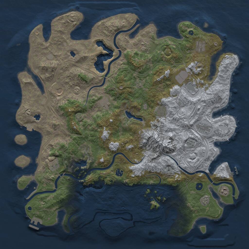 Rust Map: Procedural Map, Size: 5000, Seed: 8032024, 17 Monuments