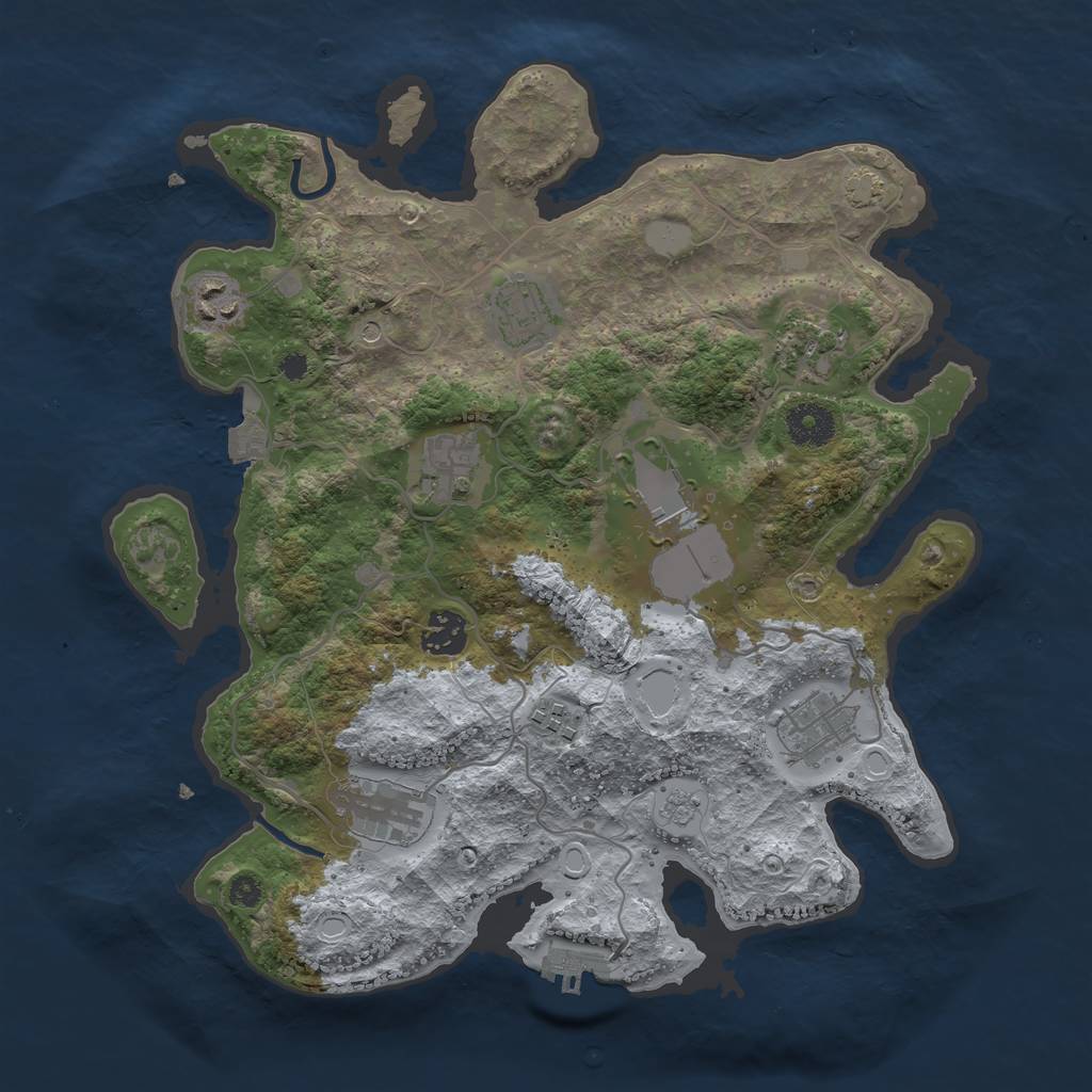 Rust Map: Procedural Map, Size: 3500, Seed: 407123824, 16 Monuments