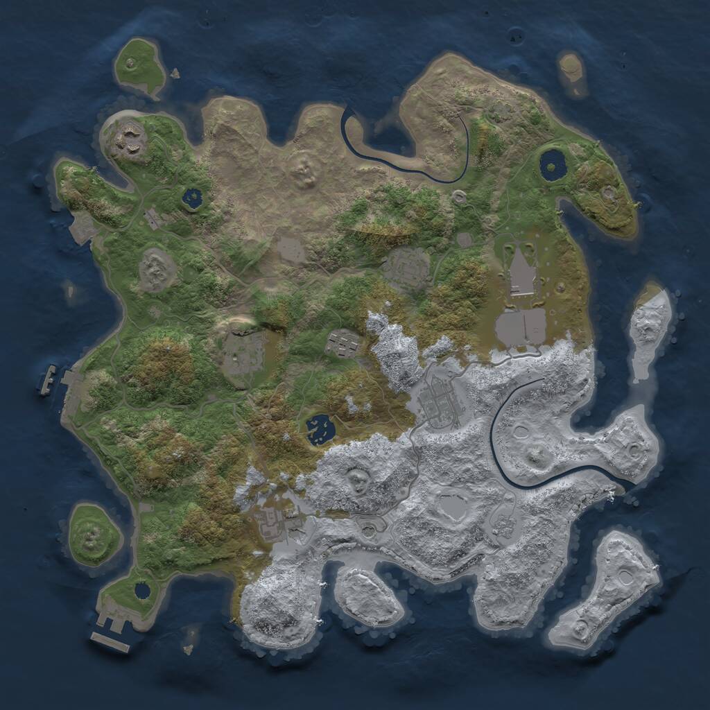 Rust Map: Procedural Map, Size: 3600, Seed: 1910124744, 14 Monuments