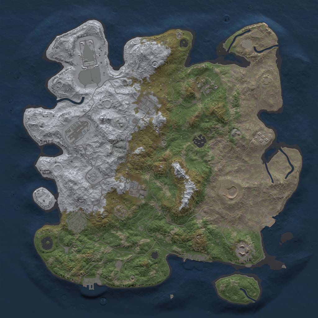 Rust Map: Procedural Map, Size: 3800, Seed: 520061918, 18 Monuments