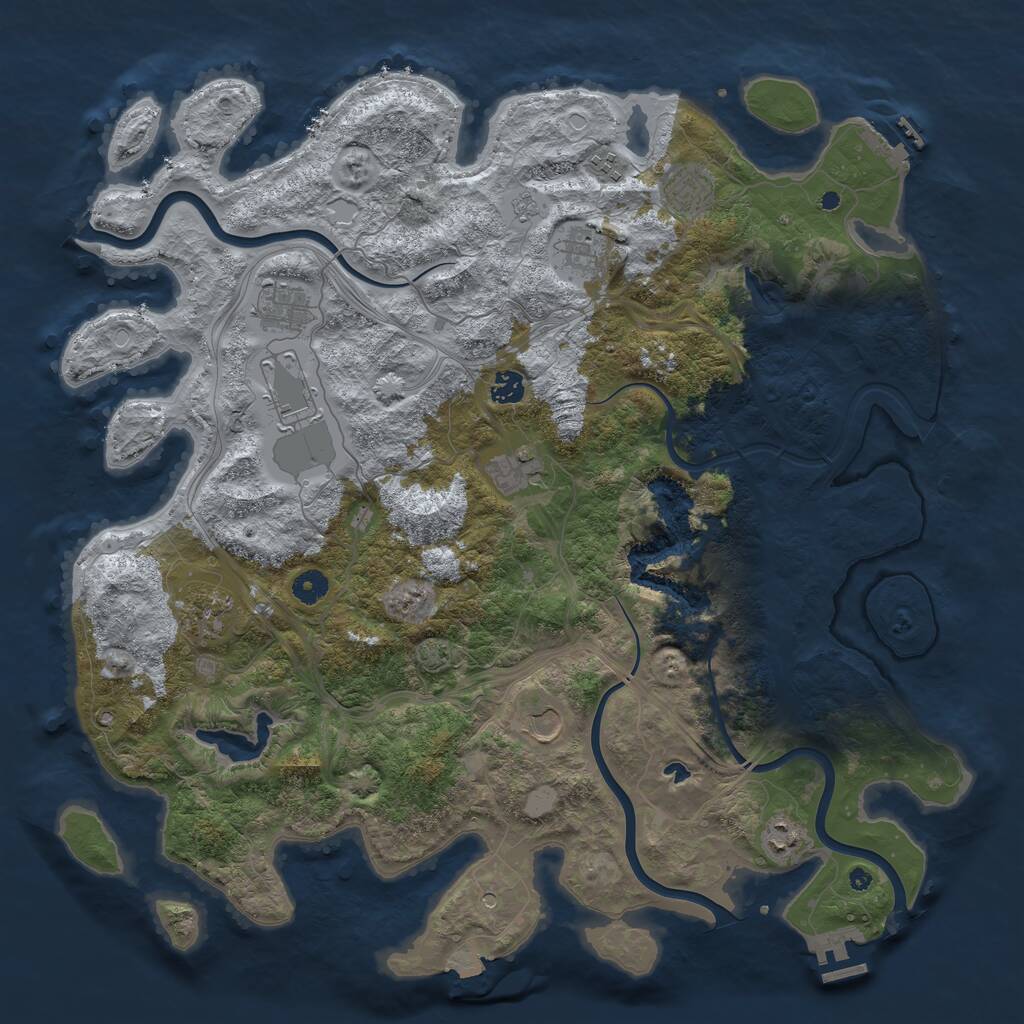 Rust Map: Procedural Map, Size: 4500, Seed: 52178347, 16 Monuments