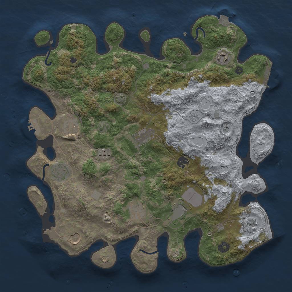 Rust Map: Procedural Map, Size: 3800, Seed: 72501, 18 Monuments