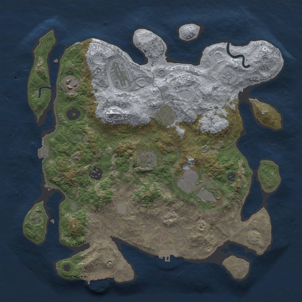 Rust Map: Procedural Map, Size: 3500, Seed: 68421, 14 Monuments