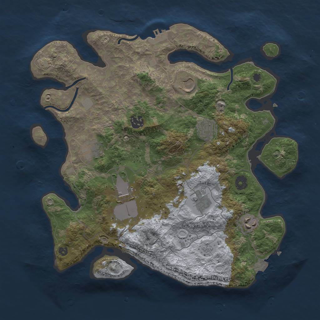 Rust Map: Procedural Map, Size: 3500, Seed: 1499705619, 13 Monuments