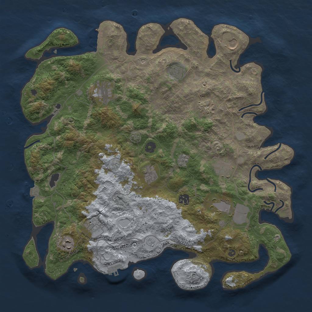 Rust Map: Procedural Map, Size: 4200, Seed: 1942785927, 19 Monuments