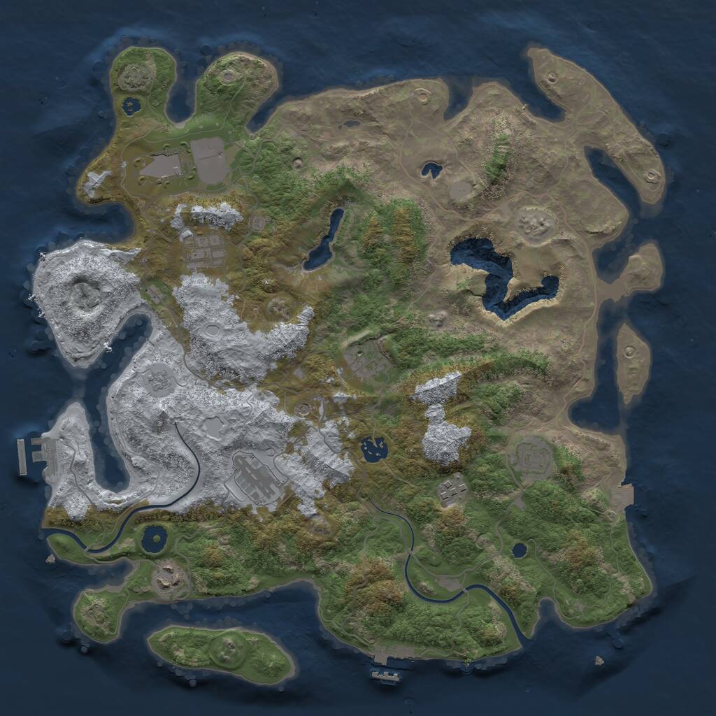 Rust Map: Procedural Map, Size: 4000, Seed: 839014311, 14 Monuments