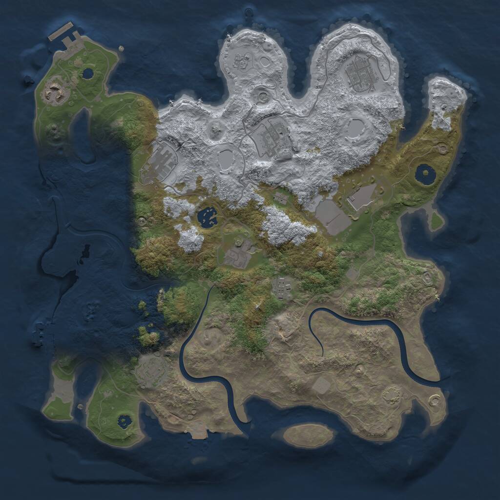 Rust Map: Procedural Map, Size: 3650, Seed: 31854841, 15 Monuments