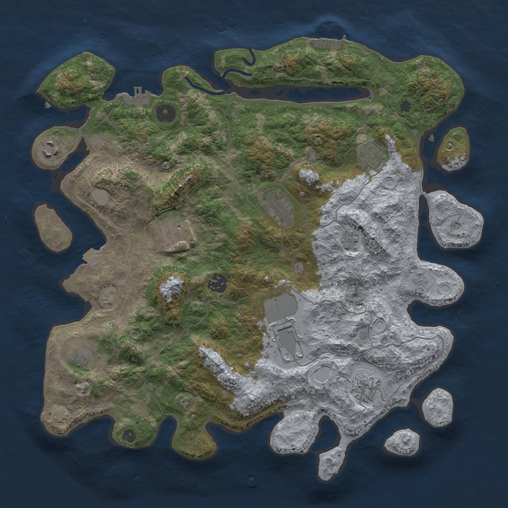 Rust Map: Procedural Map, Size: 4000, Seed: 527659655, 17 Monuments