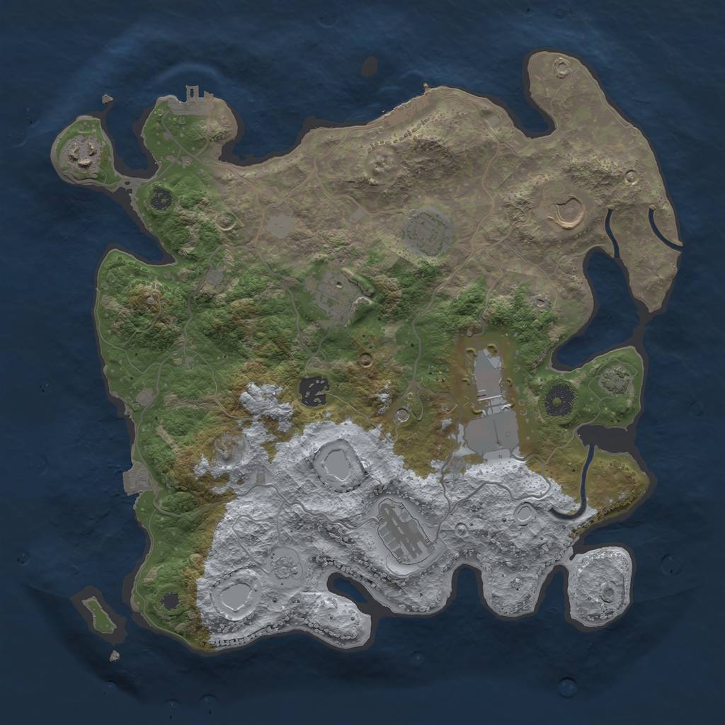 Rust Map: Procedural Map, Size: 3500, Seed: 992010678, 15 Monuments