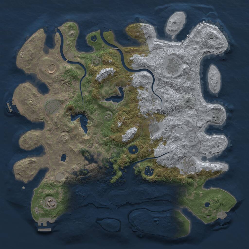 Rust Map: Procedural Map, Size: 4000, Seed: 1361437553, 15 Monuments
