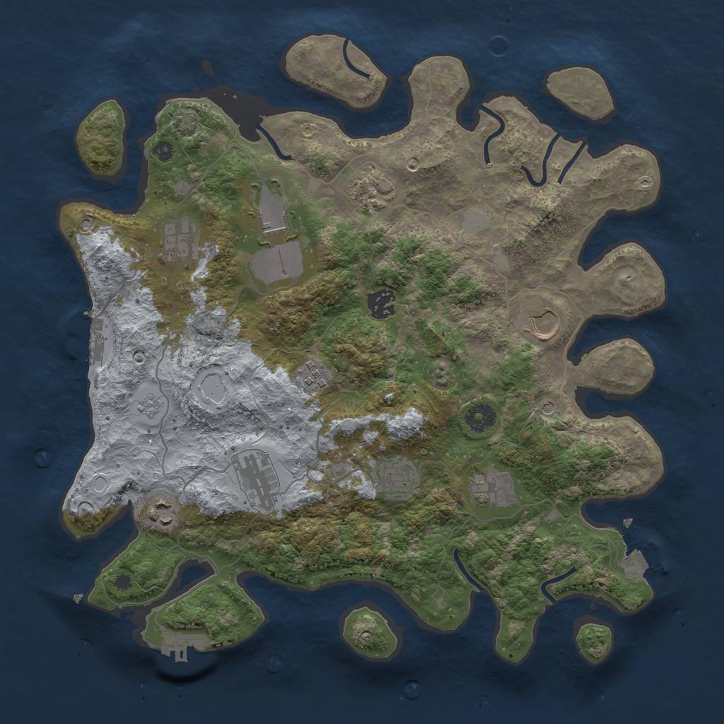 Rust Map: Procedural Map, Size: 3700, Seed: 946876927, 18 Monuments