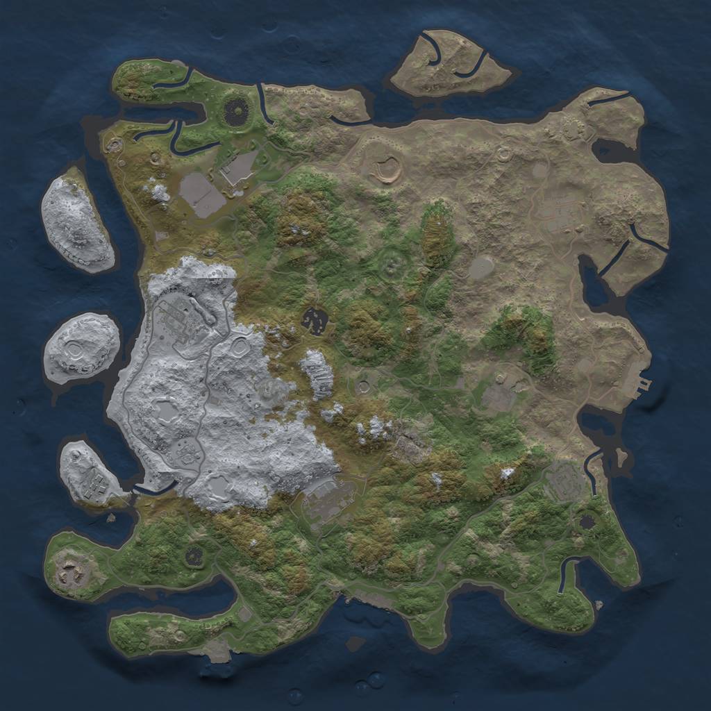 Rust Map: Procedural Map, Size: 4000, Seed: 730114685, 18 Monuments