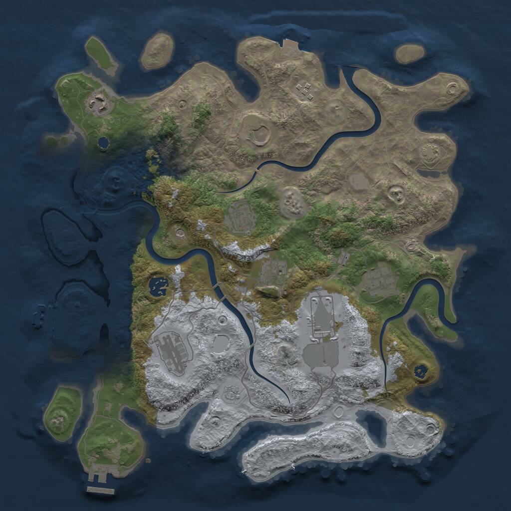 Rust Map: Procedural Map, Size: 3800, Seed: 678902282, 15 Monuments
