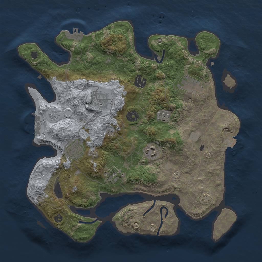 Rust Map: Procedural Map, Size: 3200, Seed: 4554, 15 Monuments
