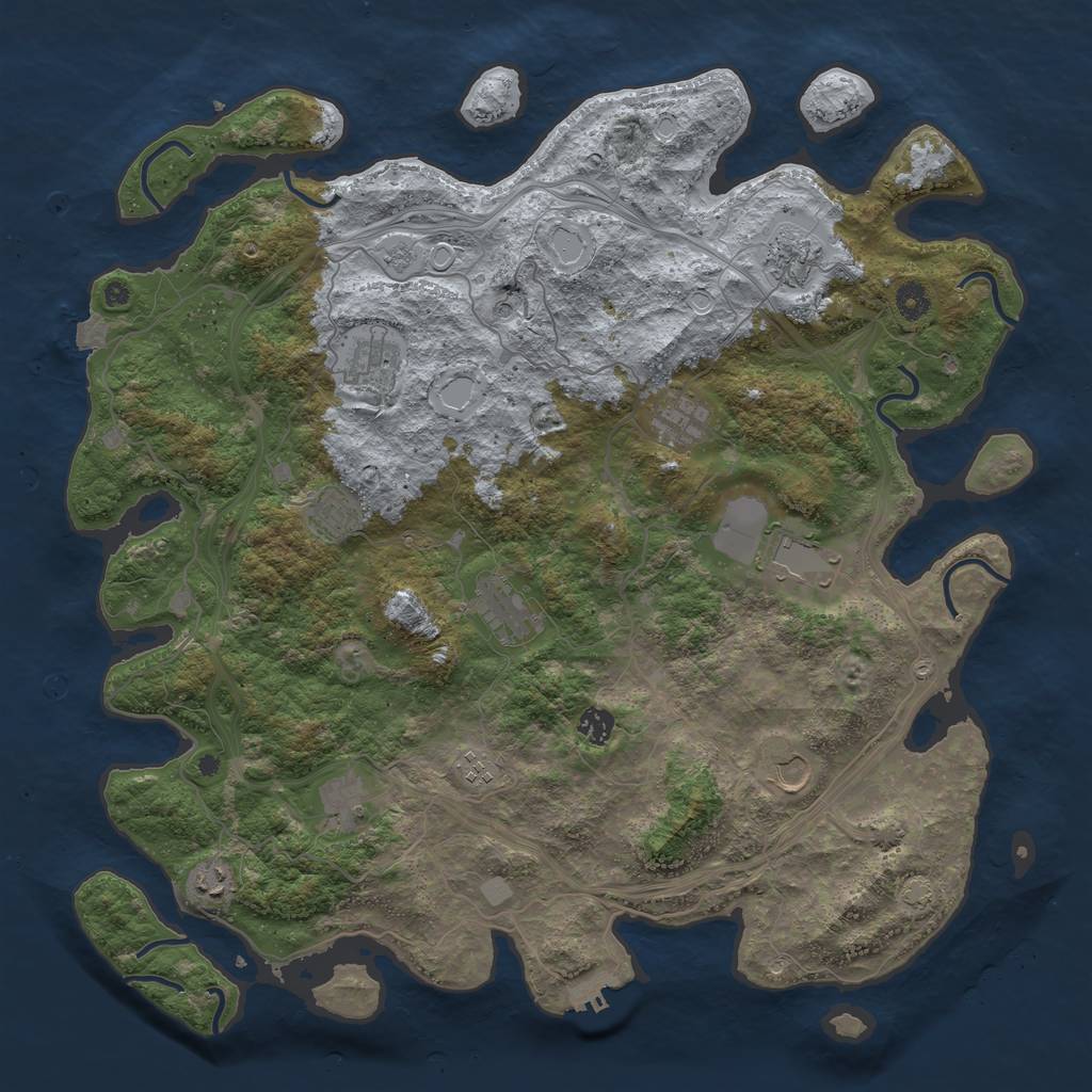 Rust Map: Procedural Map, Size: 4500, Seed: 9684, 18 Monuments