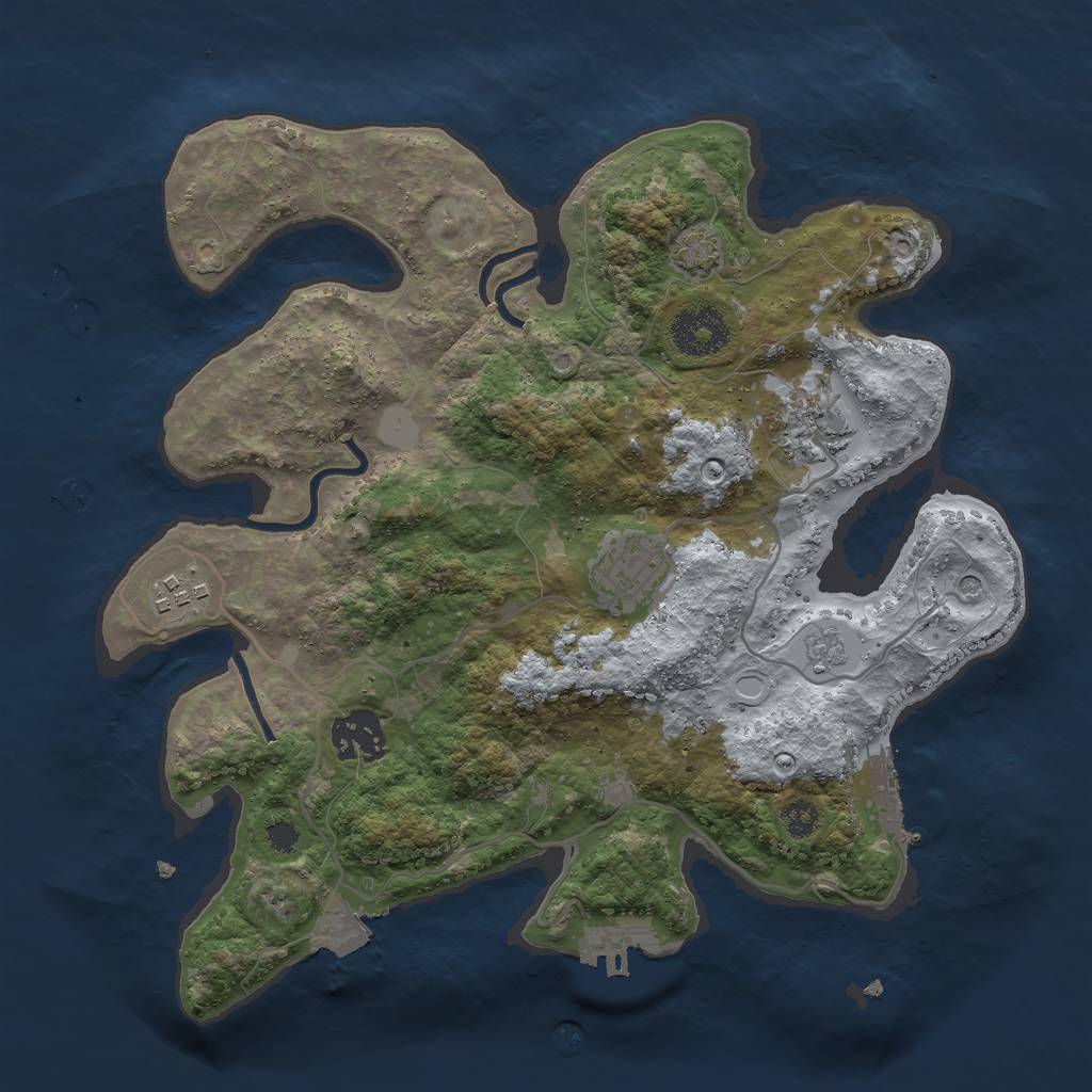 Rust Map: Procedural Map, Size: 3000, Seed: 20919, 12 Monuments