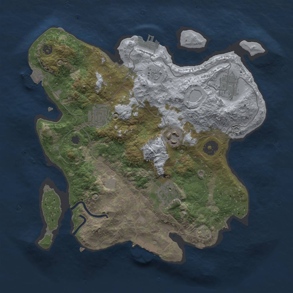 Rust Map: Procedural Map, Size: 3000, Seed: 526909976, 11 Monuments