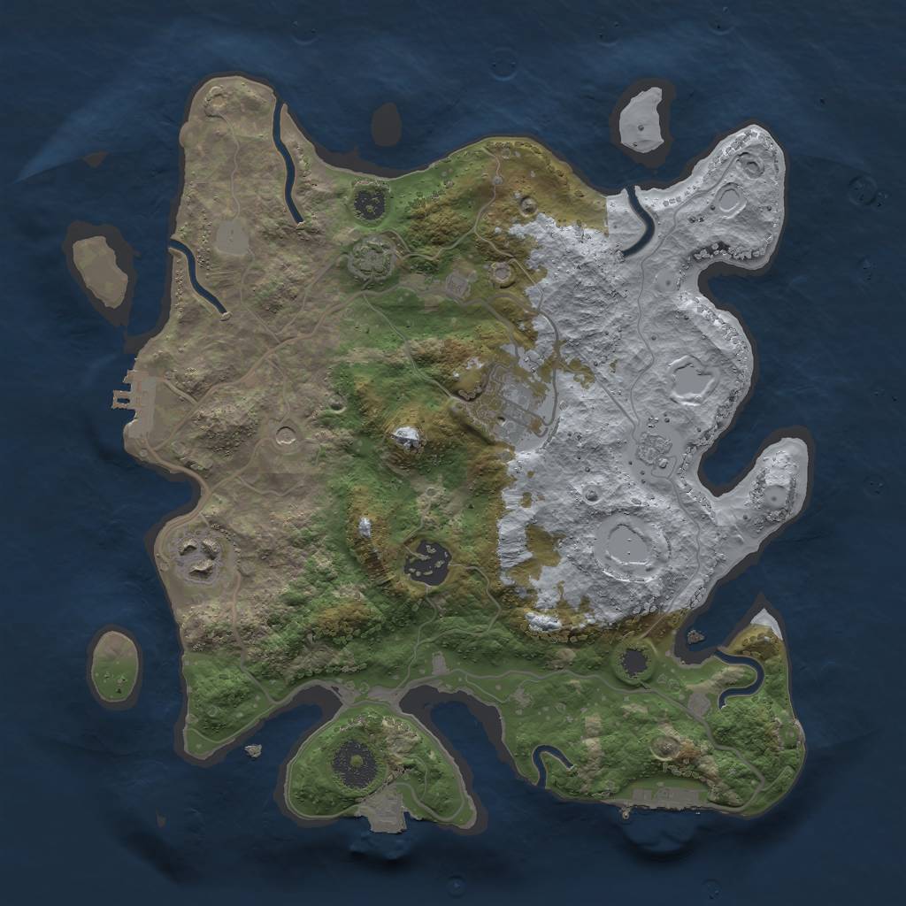 Rust Map: Procedural Map, Size: 3000, Seed: 1489707254, 11 Monuments