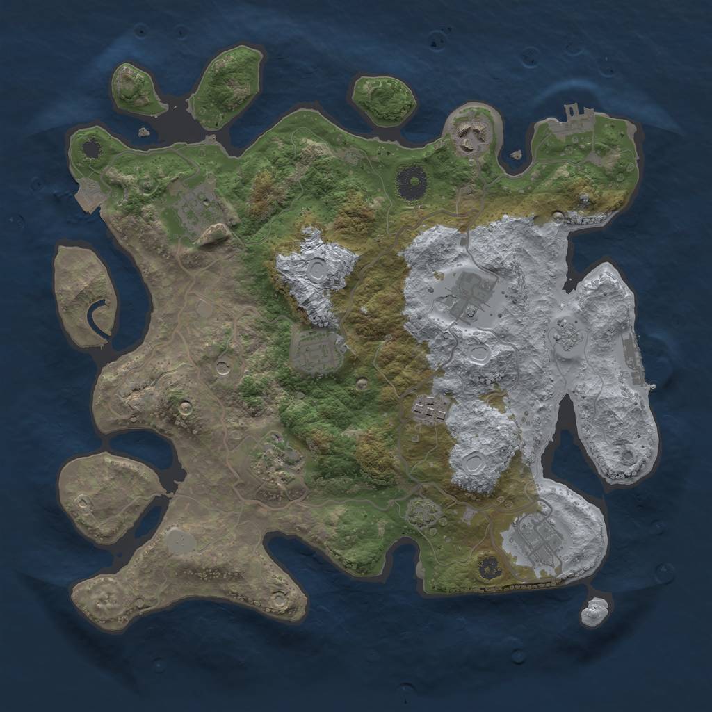 Rust Map: Procedural Map, Size: 3300, Seed: 1258169993, 15 Monuments