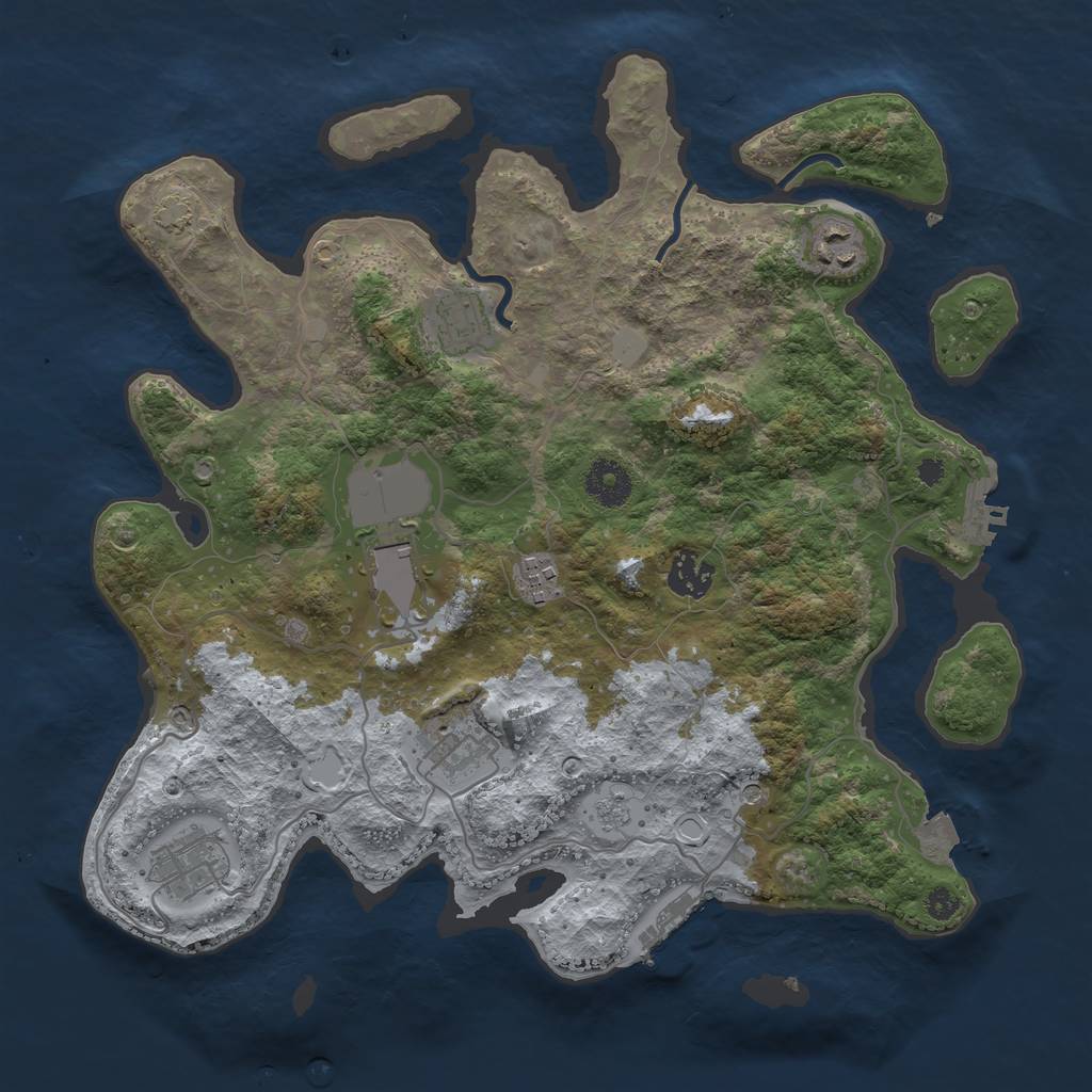 Rust Map: Procedural Map, Size: 3500, Seed: 93482455, 15 Monuments