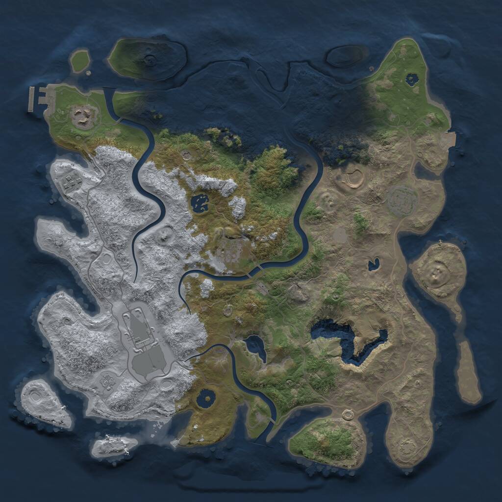 Rust Map: Procedural Map, Size: 4000, Seed: 1235999017, 12 Monuments