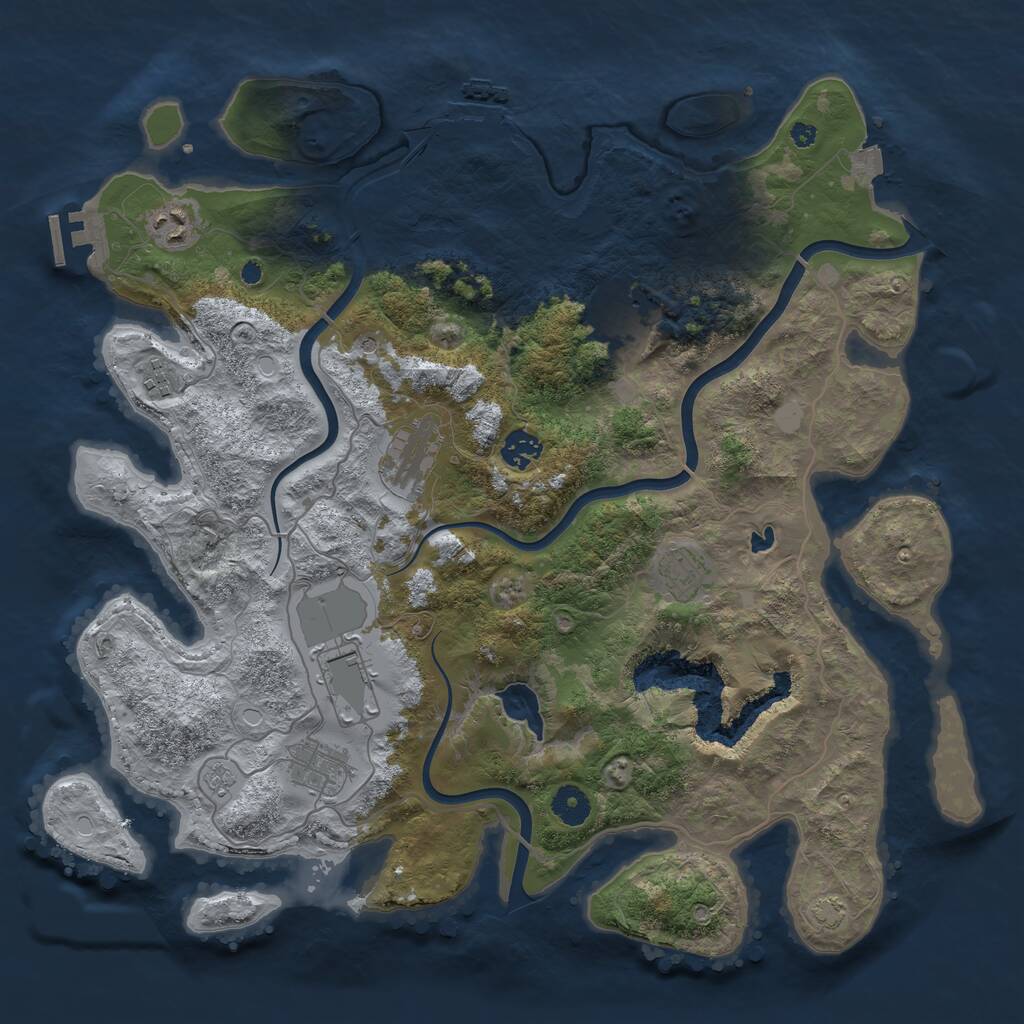 Rust Map: Procedural Map, Size: 4000, Seed: 1235999017, 14 Monuments
