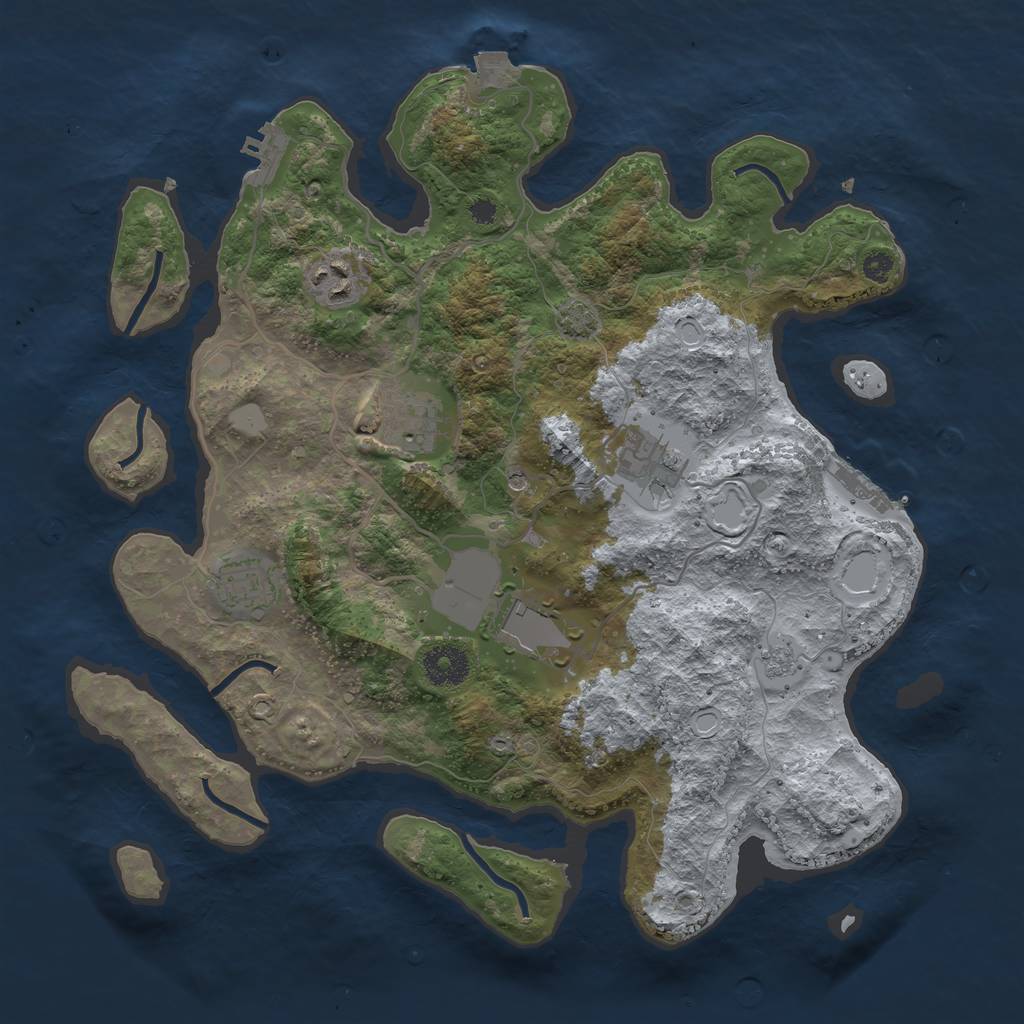 Rust Map: Procedural Map, Size: 3500, Seed: 670395460, 13 Monuments