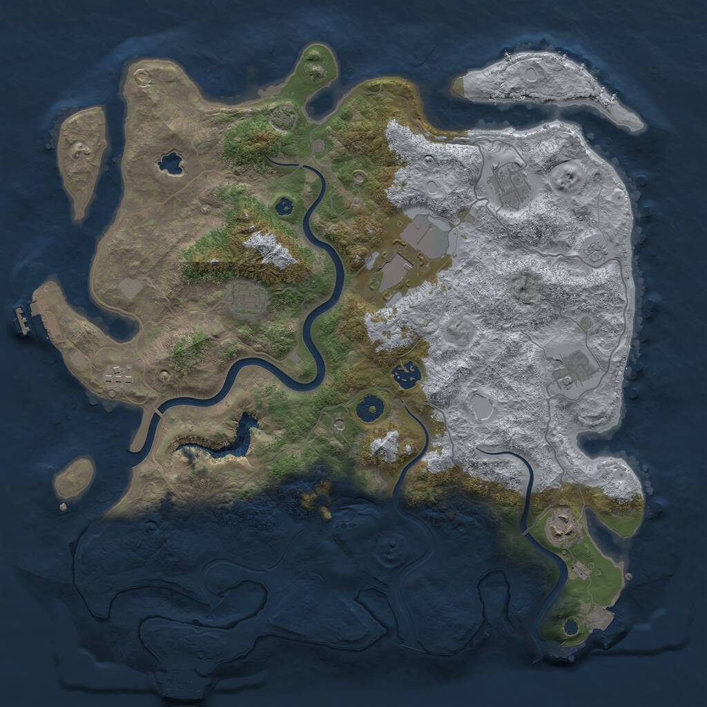 Rust Map: Procedural Map, Size: 4000, Seed: 308212314, 13 Monuments