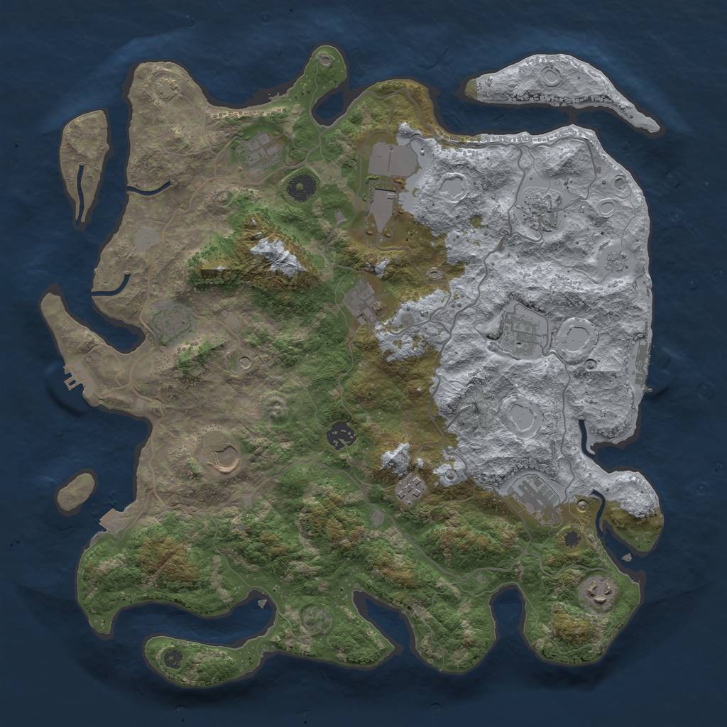 Rust Map: Procedural Map, Size: 4000, Seed: 308212314, 19 Monuments