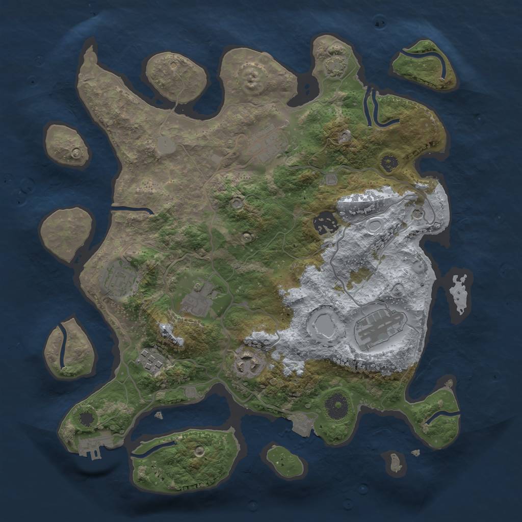 Rust Map: Procedural Map, Size: 3250, Seed: 346556991, 13 Monuments