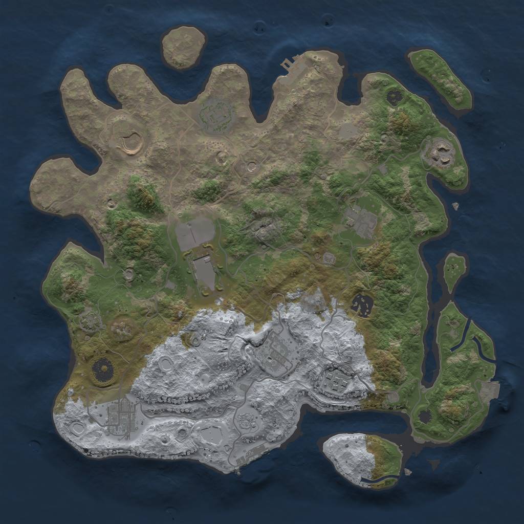 Rust Map: Procedural Map, Size: 3500, Seed: 2142326223, 17 Monuments