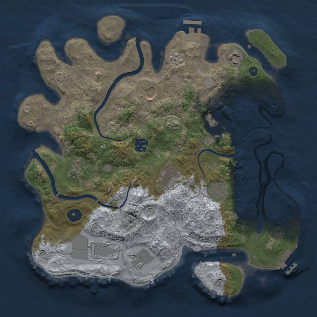 Rust Map: Procedural Map, Size: 3500, Seed: 2142326223, 16 Monuments