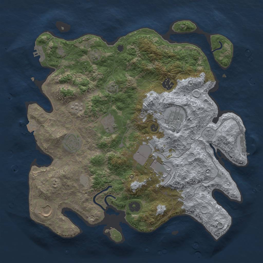 Rust Map: Procedural Map, Size: 3500, Seed: 5176404, 15 Monuments