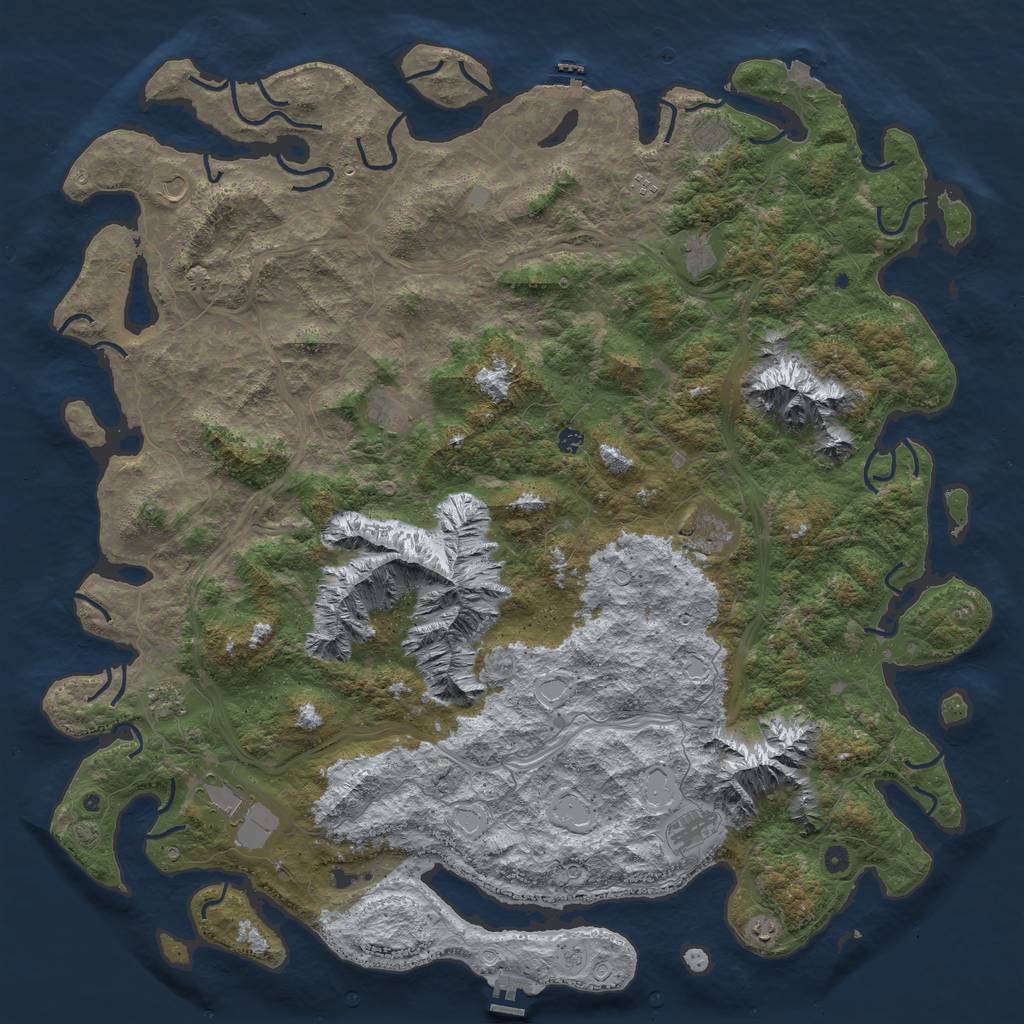 Rust Map: Procedural Map, Size: 6000, Seed: 717074388, 19 Monuments