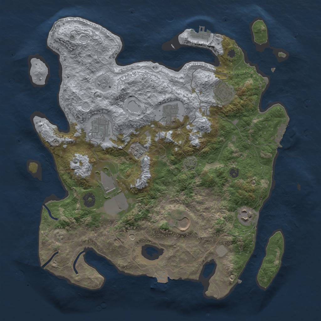 Rust Map: Procedural Map, Size: 3500, Seed: 1045397358, 15 Monuments