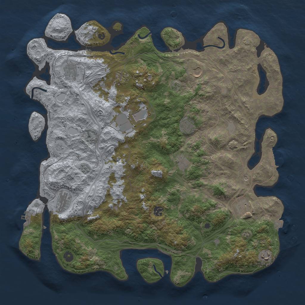 Rust Map: Procedural Map, Size: 4500, Seed: 469328785, 19 Monuments