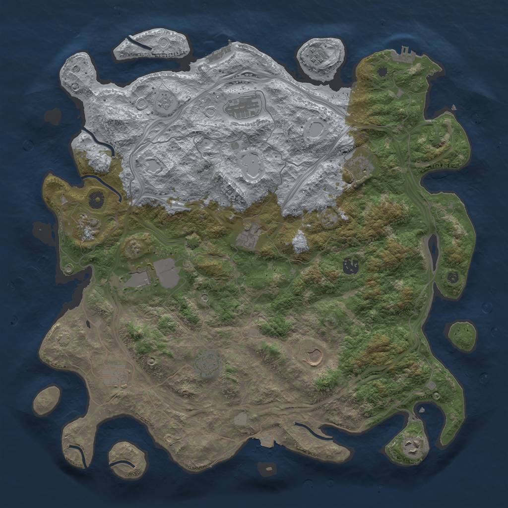 Rust Map: Procedural Map, Size: 4500, Seed: 419824469, 19 Monuments