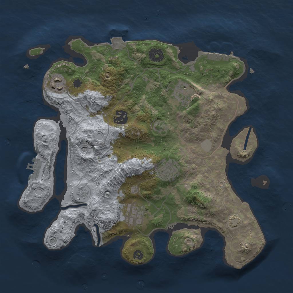 Rust Map: Procedural Map, Size: 3000, Seed: 1175529461, 13 Monuments