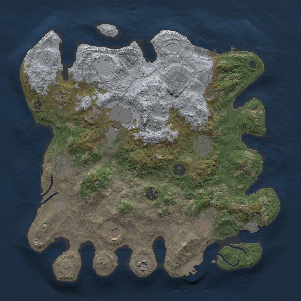 Rust Map: Procedural Map, Size: 3600, Seed: 46533815, 18 Monuments