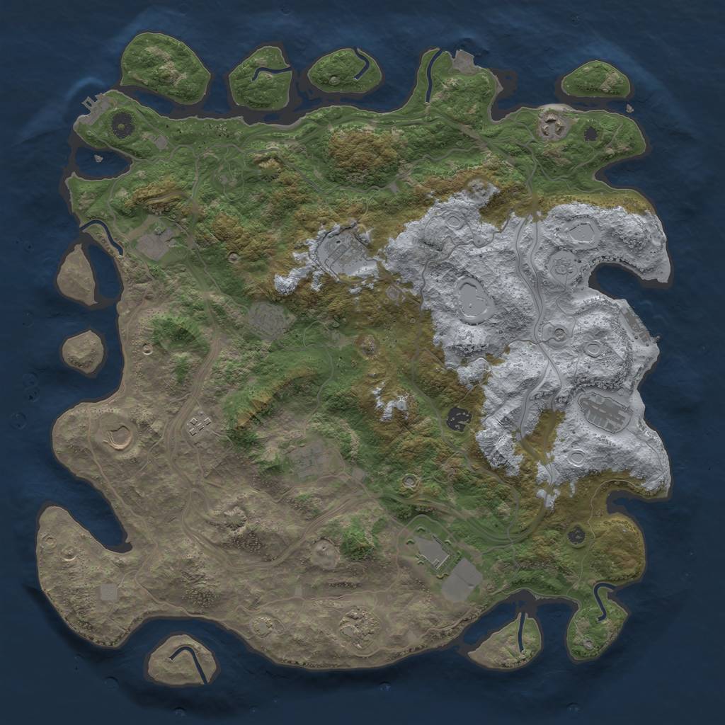 Rust Map: Procedural Map, Size: 4500, Seed: 198357699, 19 Monuments