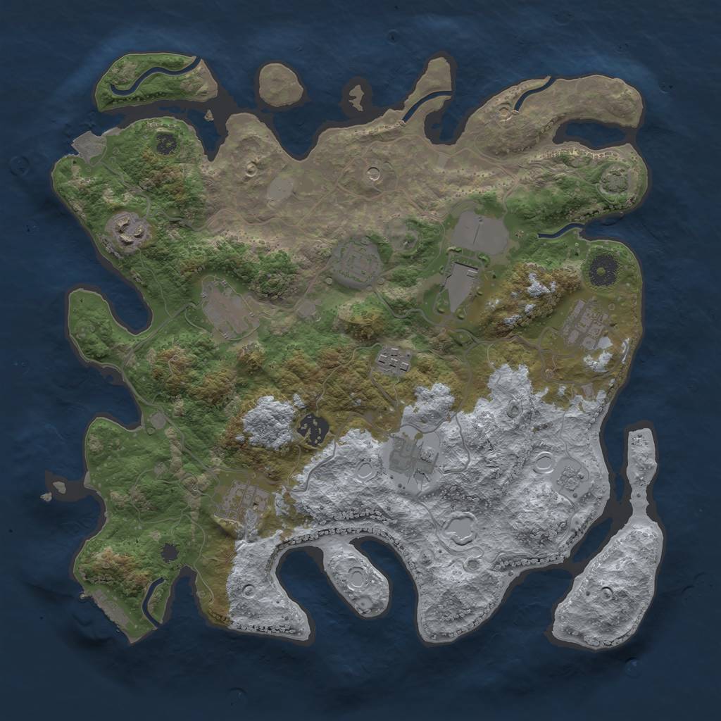 Rust Map: Procedural Map, Size: 3500, Seed: 43961589, 16 Monuments