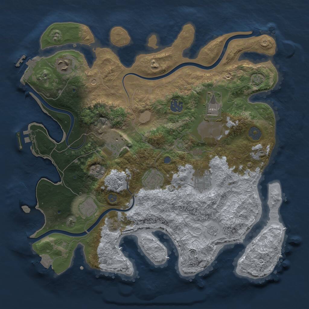 Rust Map: Procedural Map, Size: 3500, Seed: 43961589, 15 Monuments