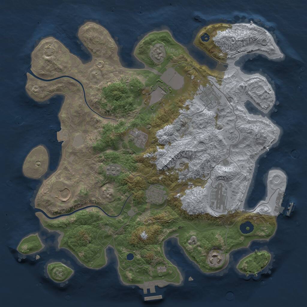 Rust Map: Procedural Map, Size: 3500, Seed: 1645464709, 14 Monuments