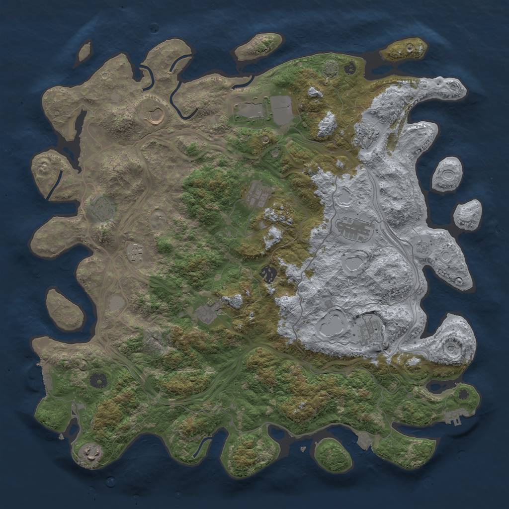 Rust Map: Procedural Map, Size: 4500, Seed: 179691637, 19 Monuments